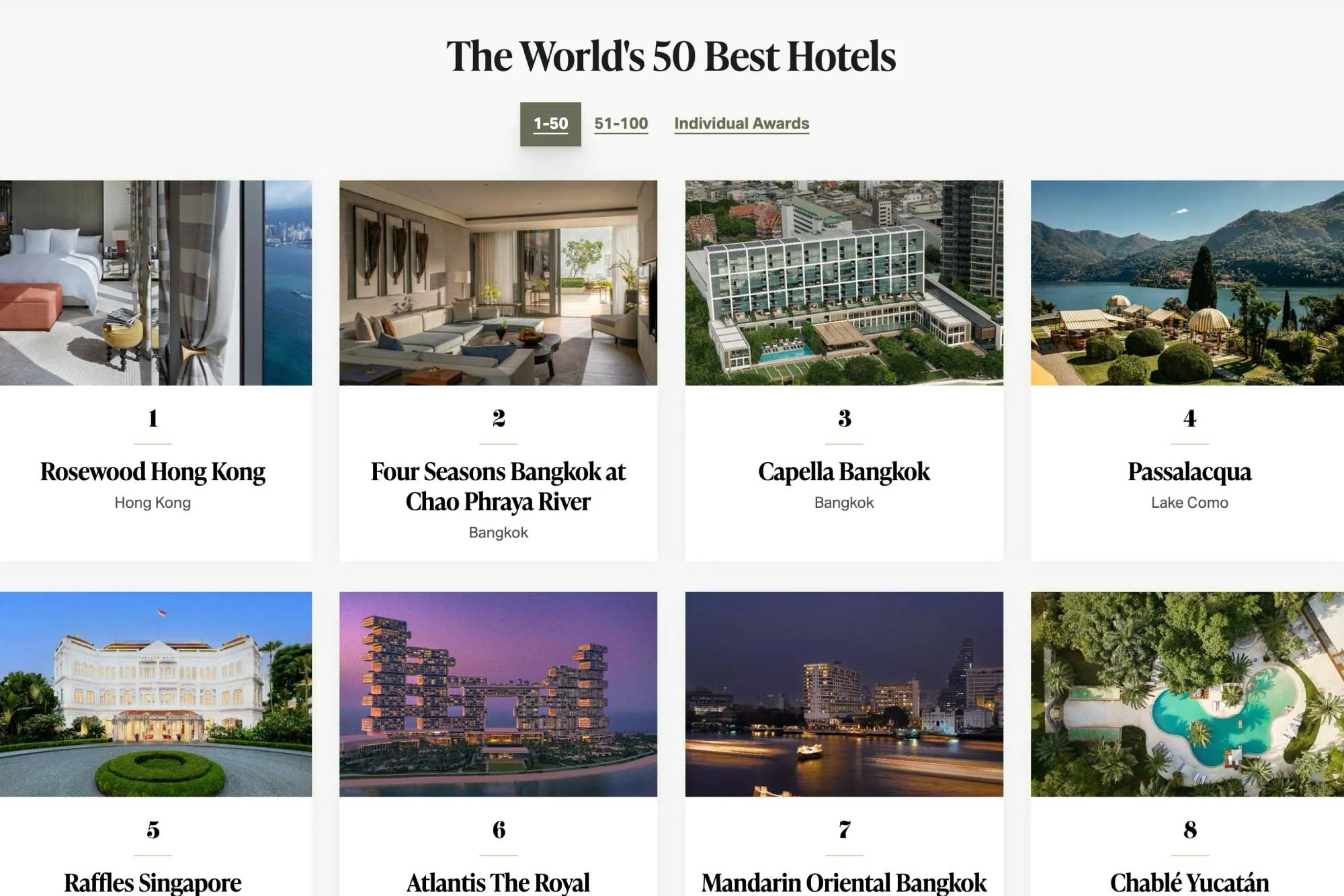 The World’s 50 Best Hotels 2025に選ばれたホテルに10万円で泊まれるのか？円安時代に憧れのラグジュアリーホテル宿泊をまじめに検討する。