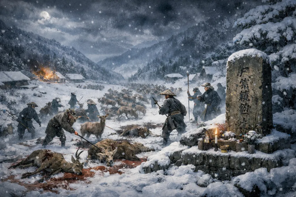 寛政元年（1789年）数千頭の鹿が山から落りてくる大惨事。一晩で120cmの豪雪が招いた「鹿」の悲劇。加賀藩：能美・小松周辺の歴史。